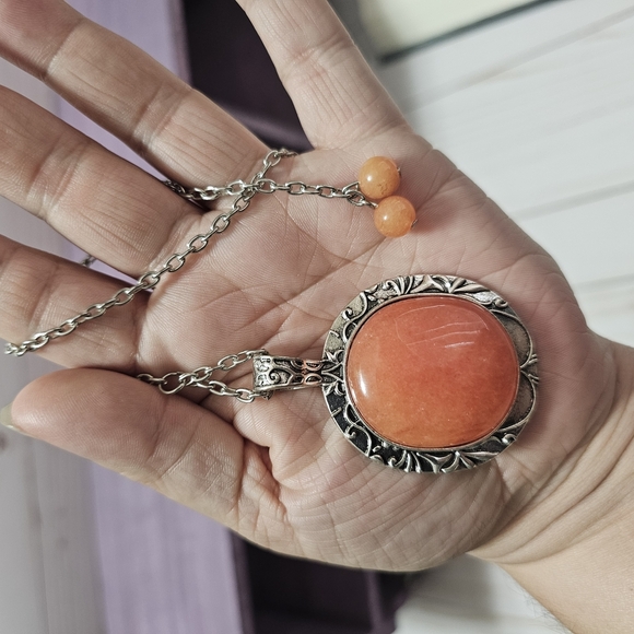 Hand Crafted Other - Silver and Orange Sunstone Pendant Bookmark